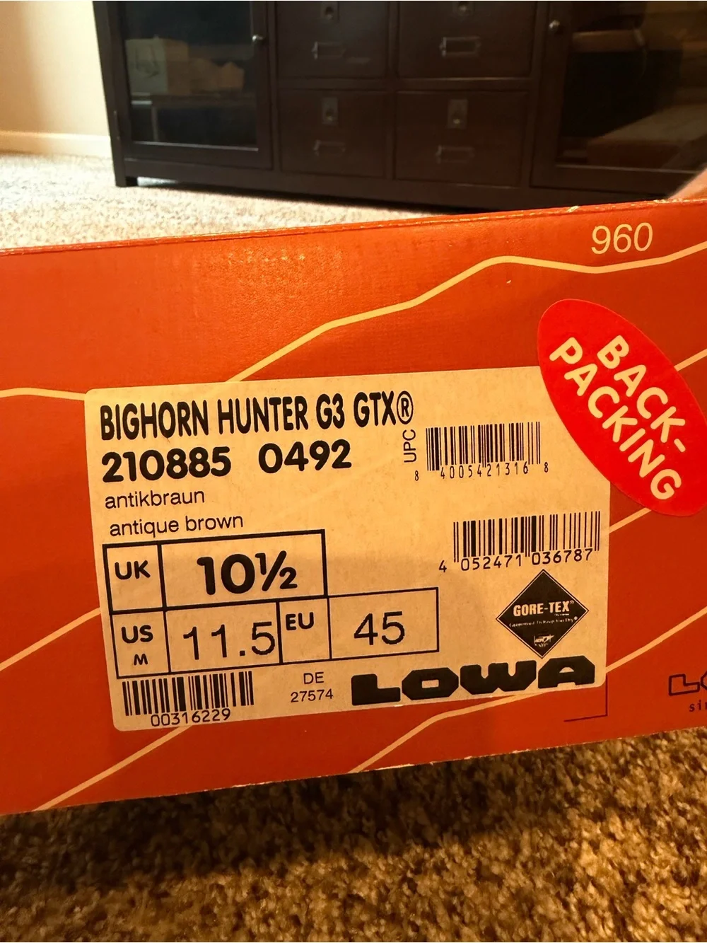 LOWA Men’s bighorn hunter G3 GTX  Waterproof Hiking Boots size 11.5